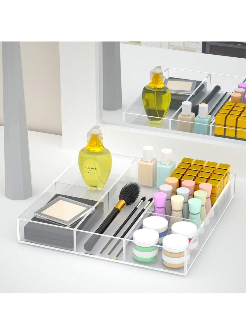 EMAAZZ LLC Premium Clear Acrylic Drawer Organizer Tray with Multiple Compartments, Transparent Storage Divider for Makeup, Jewelry, Office Supplies & Kitchen Accessories, Durable Modern Organizer for Home & Office Use - Image 3